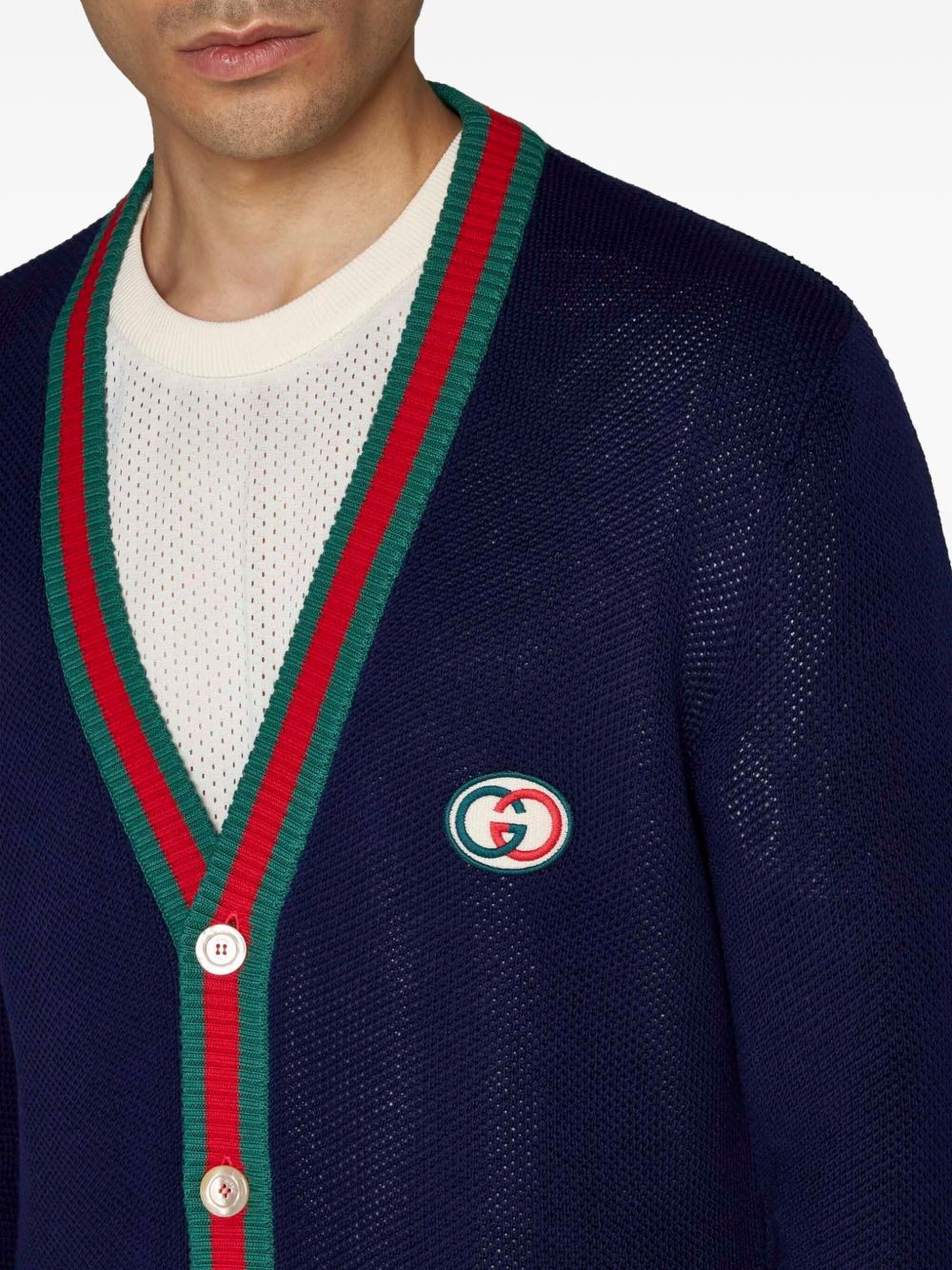 Gucci ウェブストライプ カーディガン | ブルー | FARFETCH JP