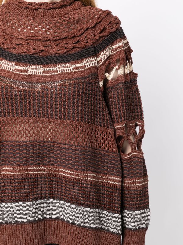 Mame Kurogouchi オープンニット ハイネックセーター | ブラウン