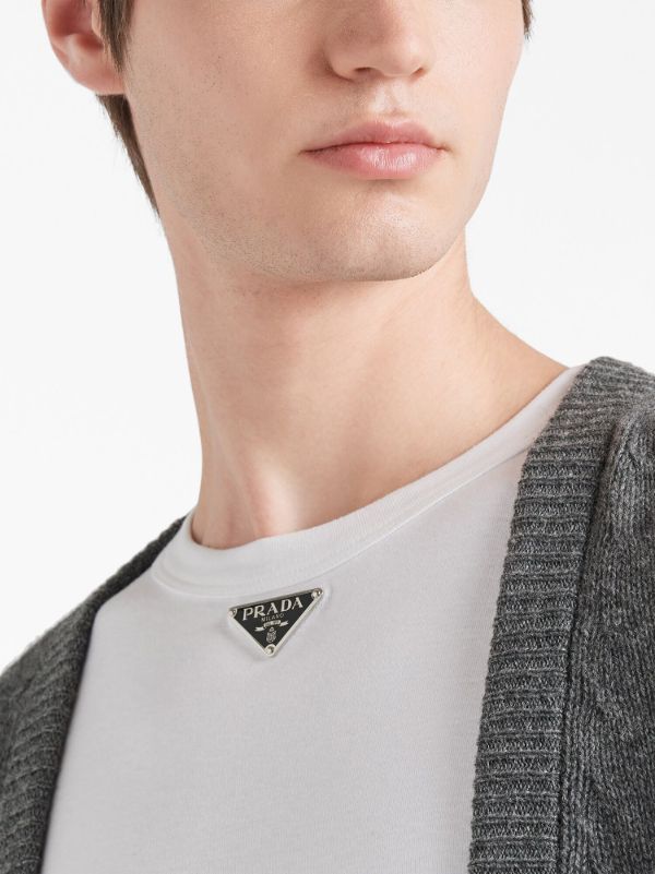 Prada triangle-logo Cotton T-shirt | White | FARFETCH