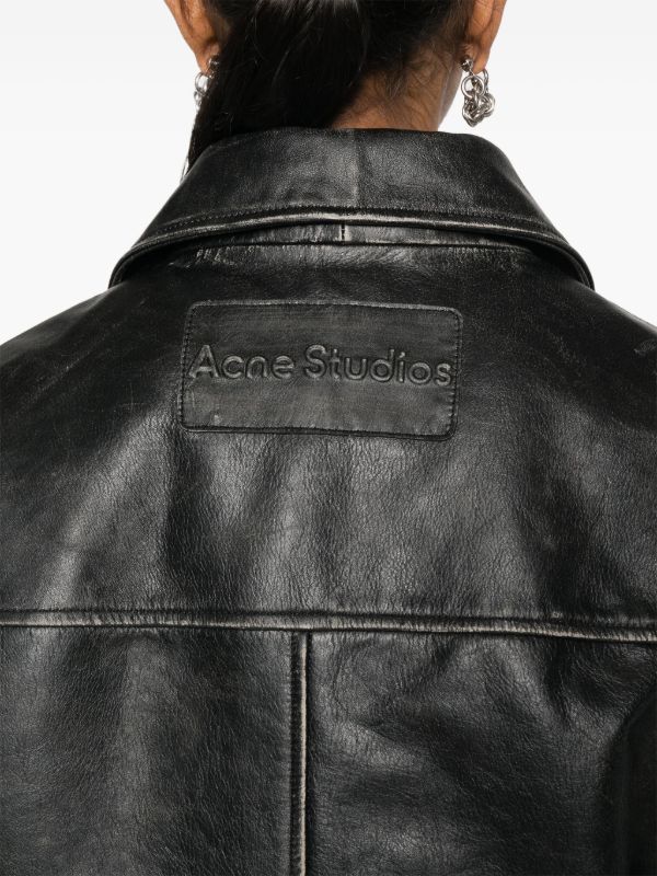 Acne Studios ダメージ ライダースジャケット | ブラック | FARFETCH JP