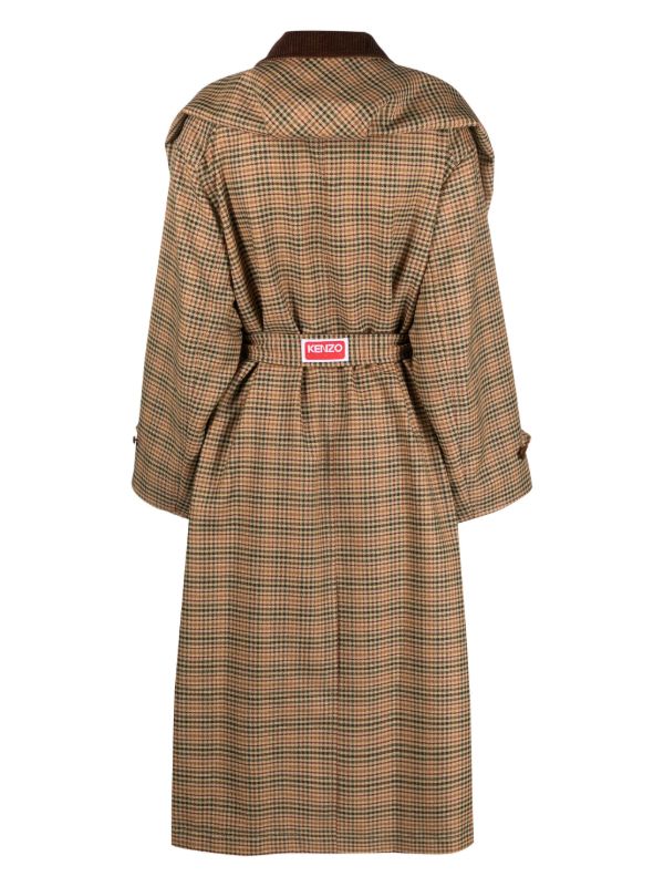 Kenzo チェック ベルテッドコート | ニュートラル | FARFETCH JP