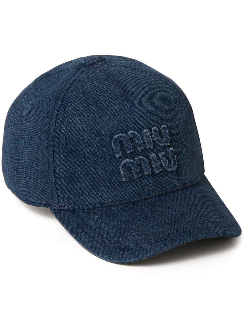 Miu Miu logo-embroidered Denim Cap | Blue | FARFETCH