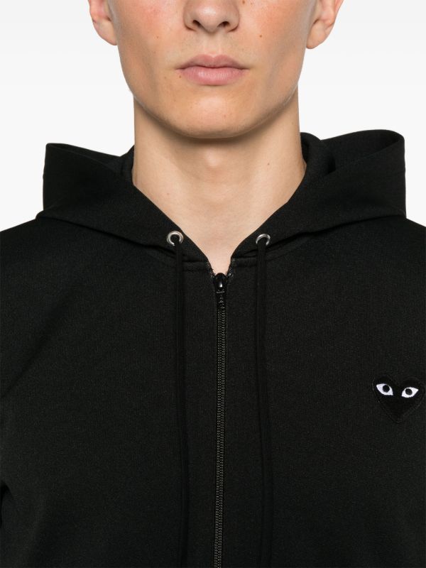 Comme Des Garçons Play heart-patch zip-up Hoodie | Black | FARFETCH
