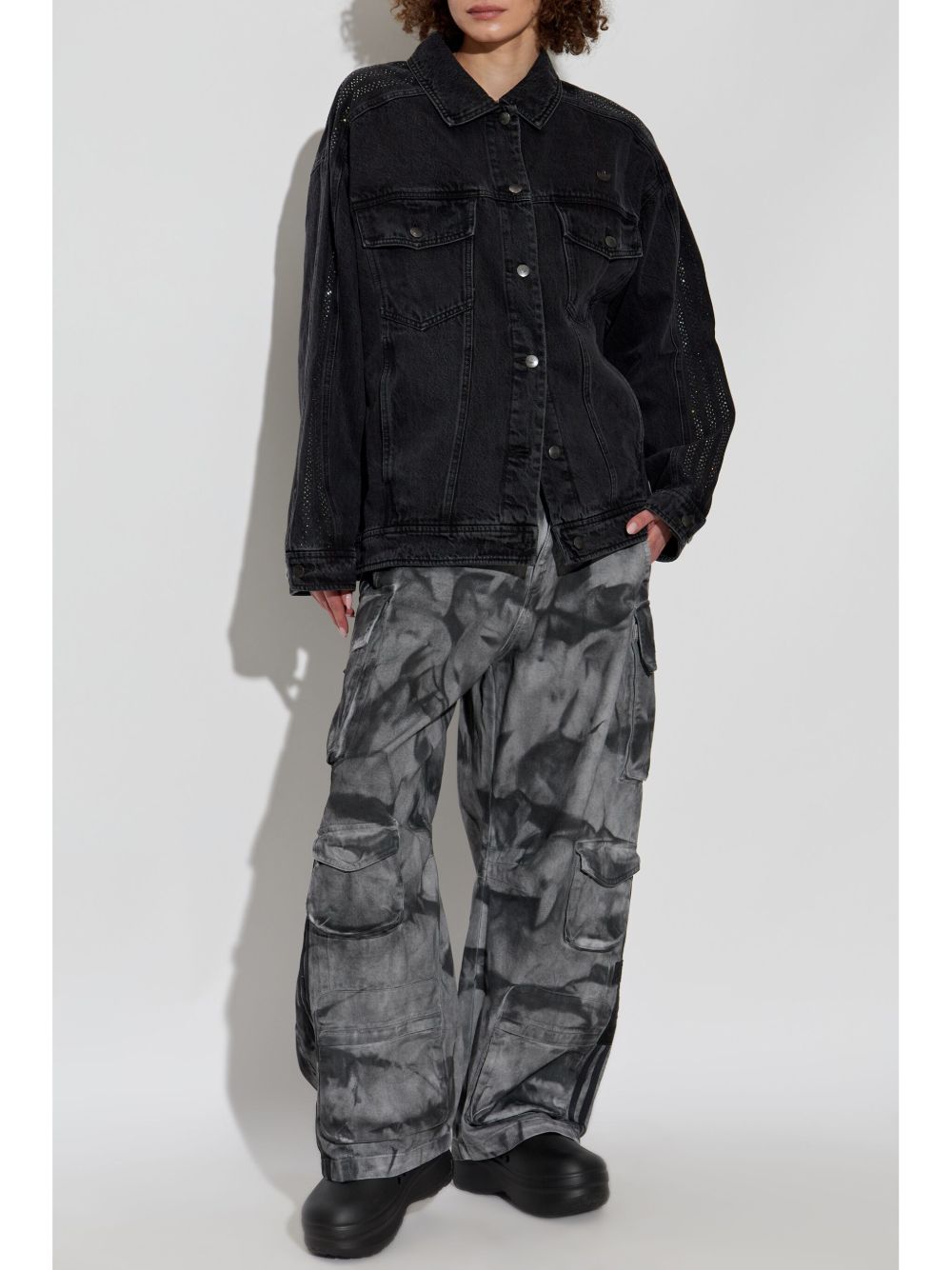 Adidas Atlanta ラインストーン デニムジャケット | ブラック