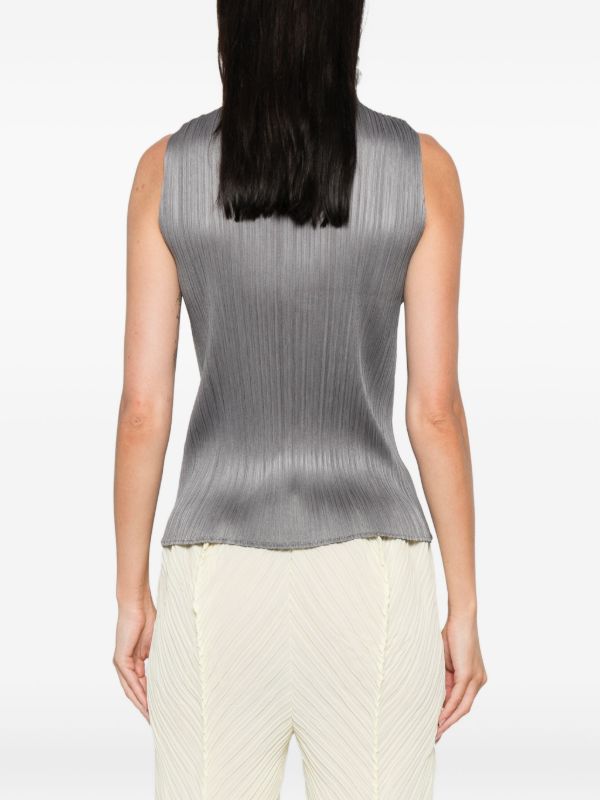 Pleats Please Issey Miyake Basics Pleated Sleeveless Top | Grey