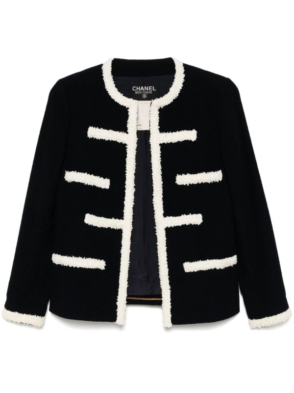 CHANEL Pre-Owned 1995 ノーカラー ジャケット | ブルー | FARFETCH JP