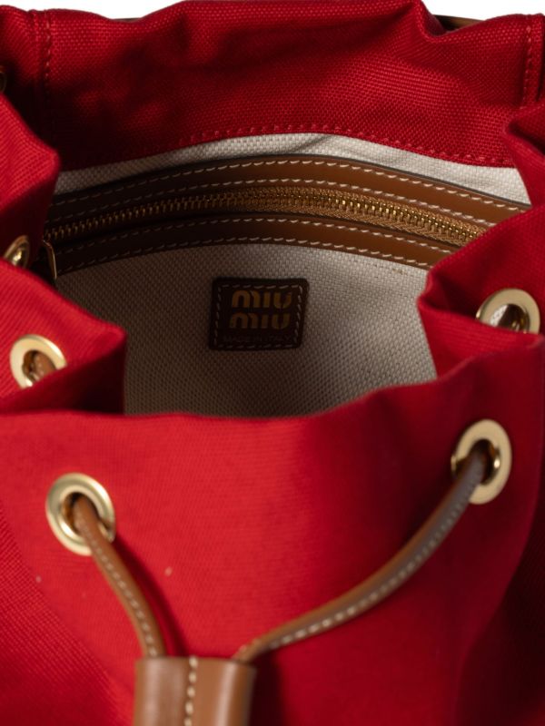 Miu Miu logo-lettering Backpack | Red | FARFETCH