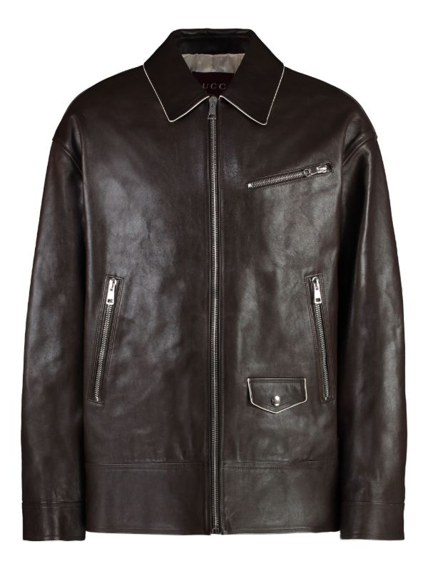 Gucci レザー ライダースジャケット | ブラック | FARFETCH JP
