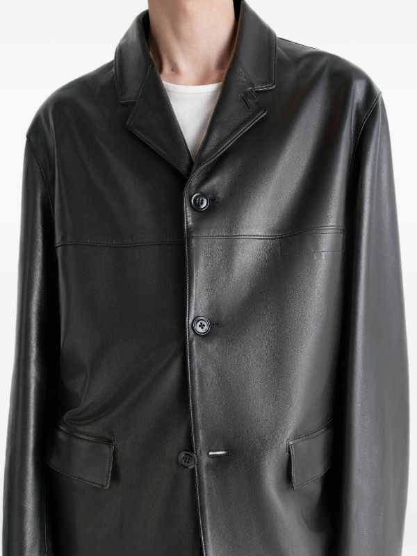 LEMAIRE Tailored single-breasted Leather Jacket | Black | FARFETCH