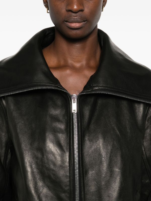 Rick Owens ジップアップ レザージャケット | ブラック | FARFETCH JP