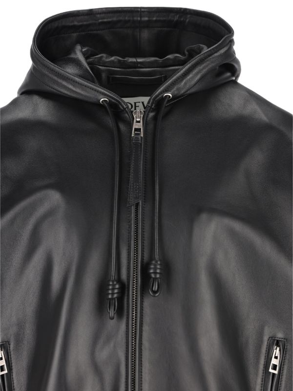 LOEWE Hooded Leather Jacket | Black | FARFETCH