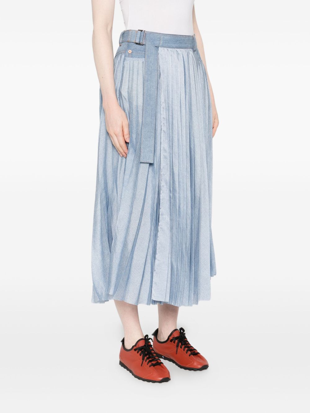 Sacai プリーツ デニムスカート | ブルー | FARFETCH JP