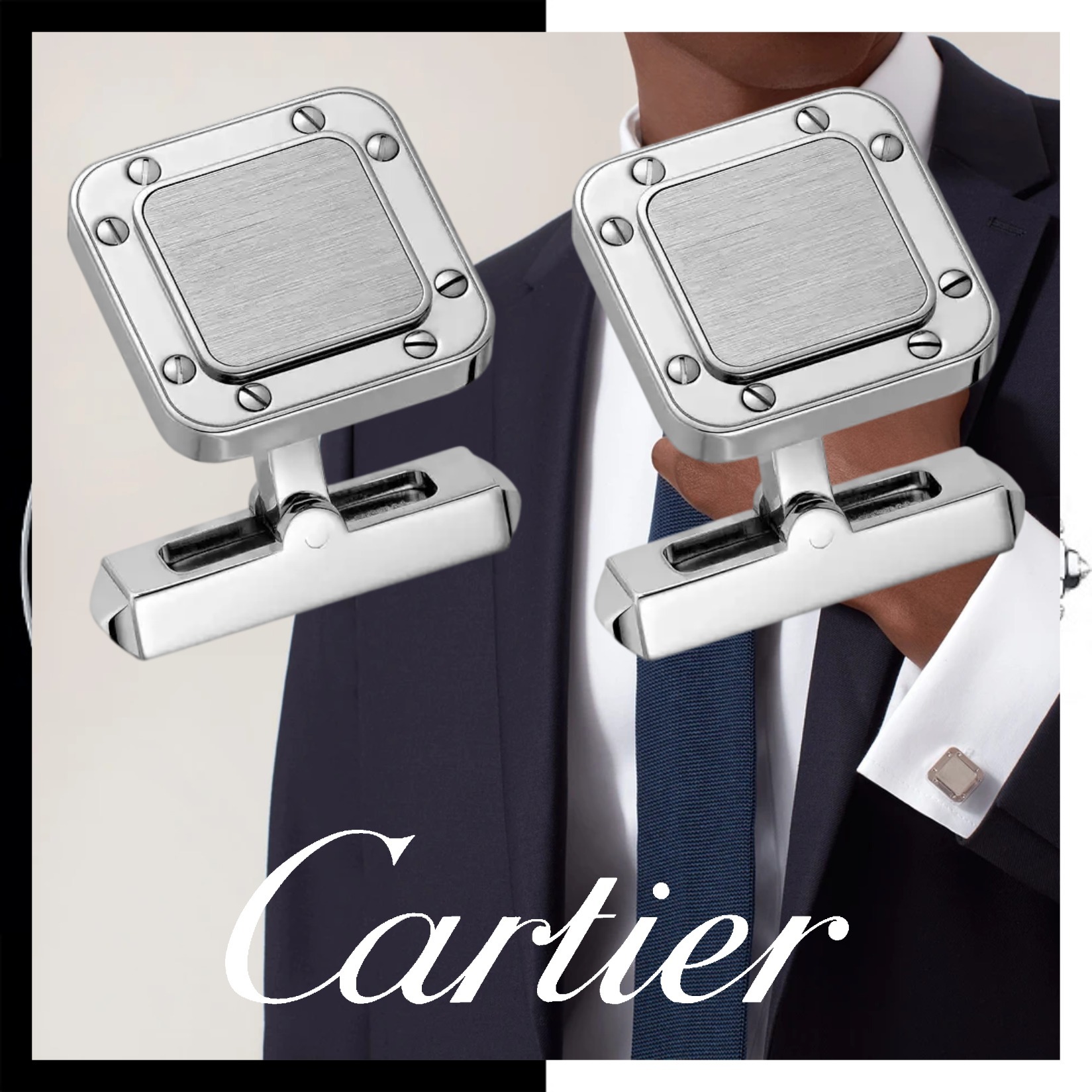 すぐ届く☆ギフトに◎【カルティエ】カフス シルバー 関税込 (Cartier