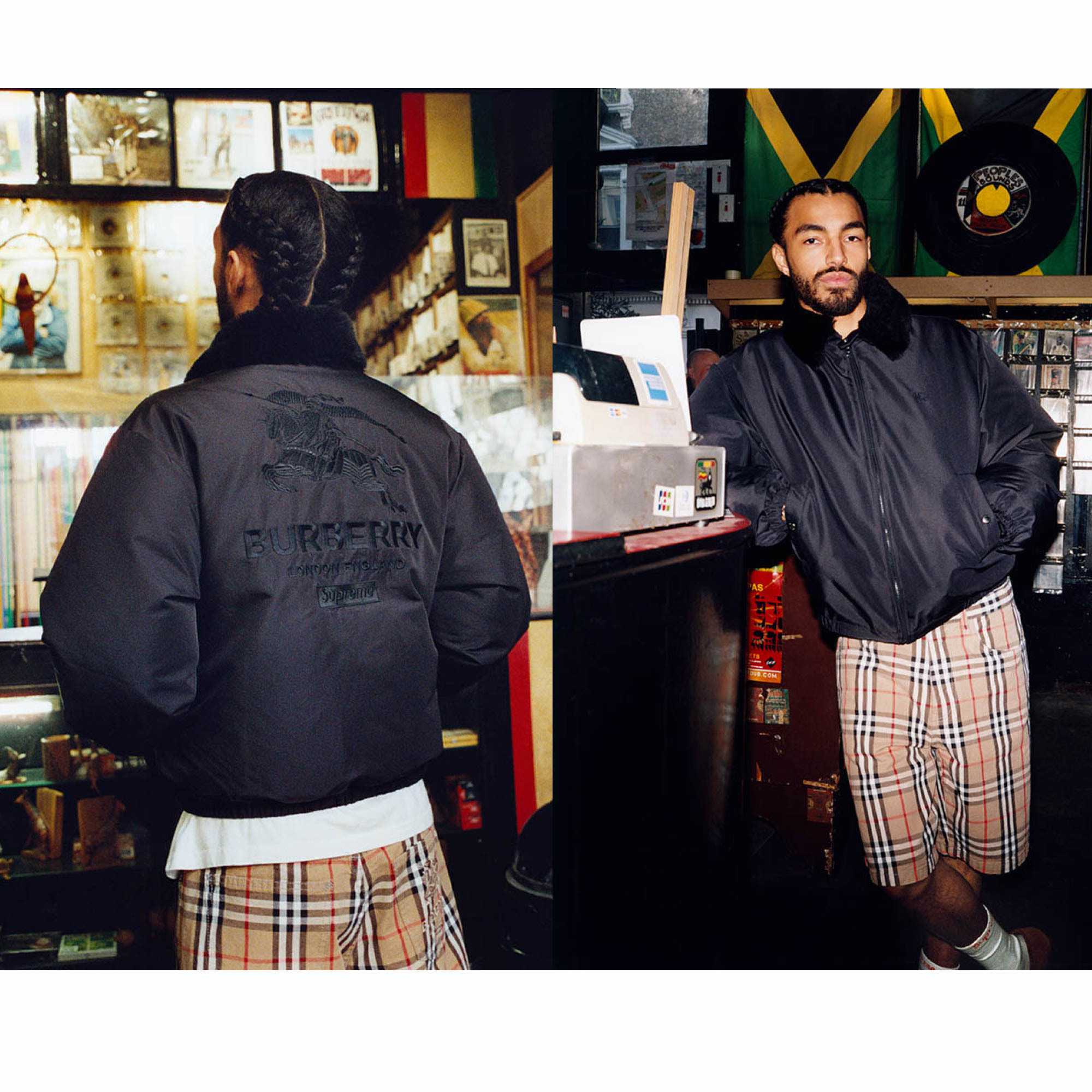 Supreme Burberry Shearling Collar Down Puffer Jacket ダウン