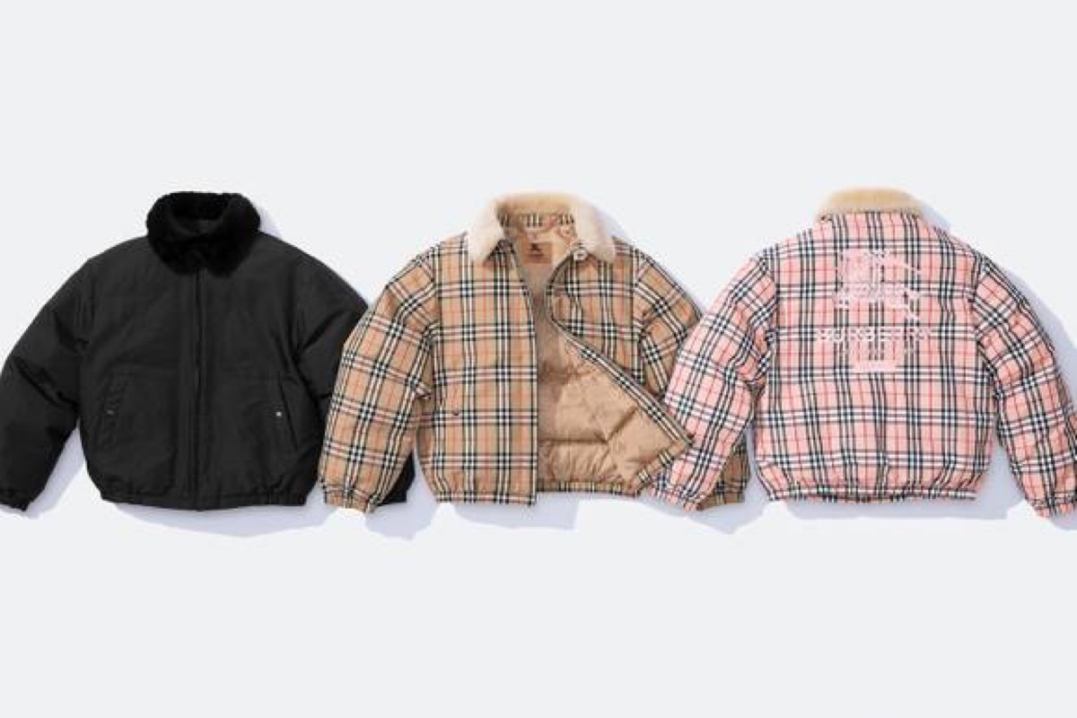 Supreme Burberry Shearling Collar Down Puffer Jacket ダウン