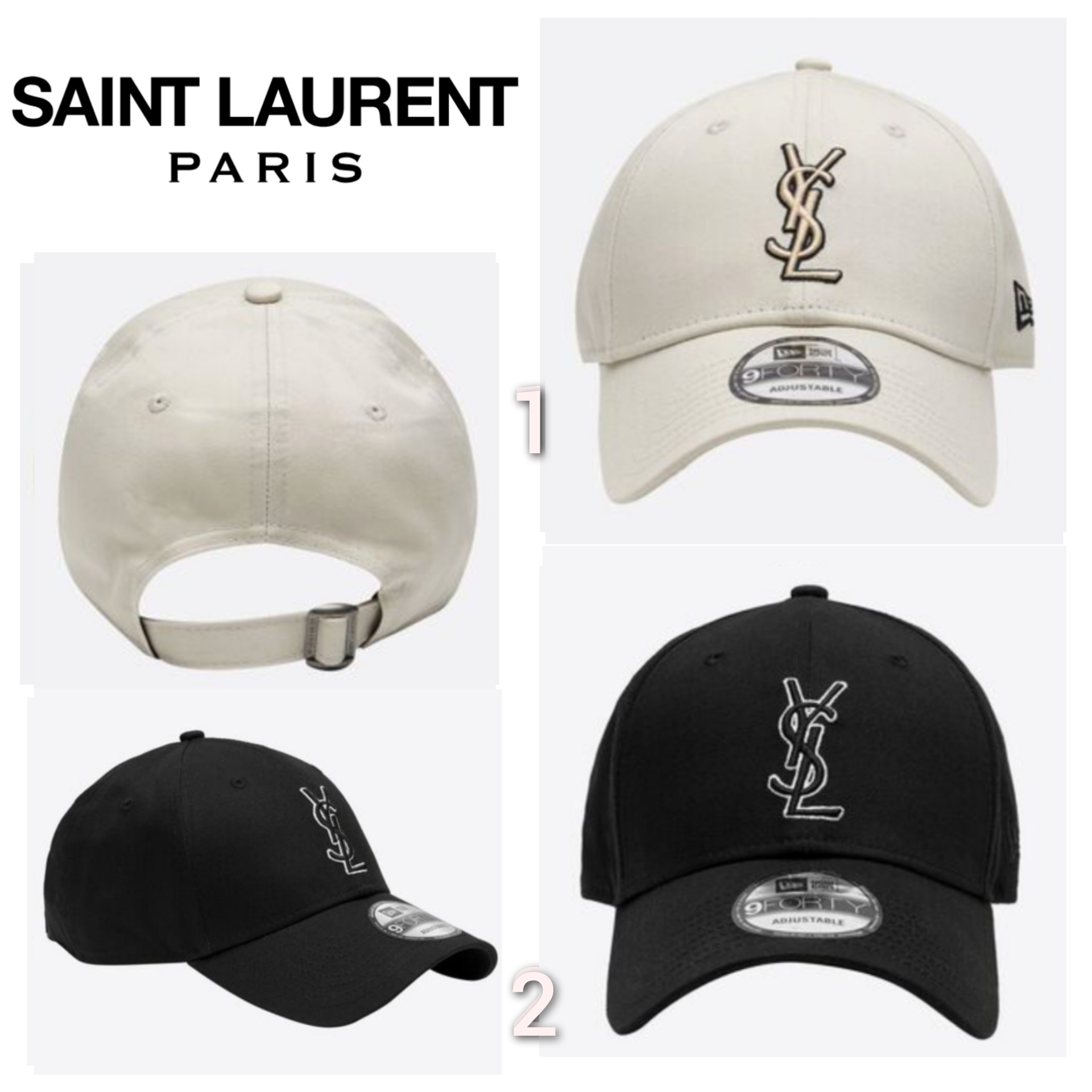 コラボ☆YSLロゴ【送込Saint Lairent x New Era】Cap/Canvas白黒