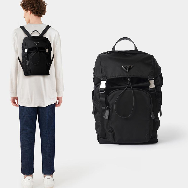 関税送料込み- PRADA Re-Nylon xサフィアーノレザーバックパック