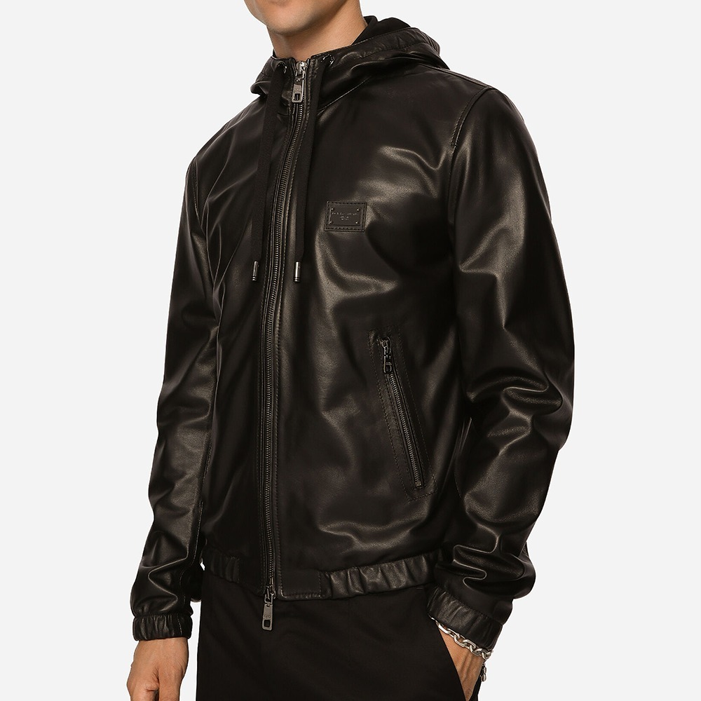 DOLCE&GABBANA 23SS フード ロゴプレート ラムレザージャケット (Dolce