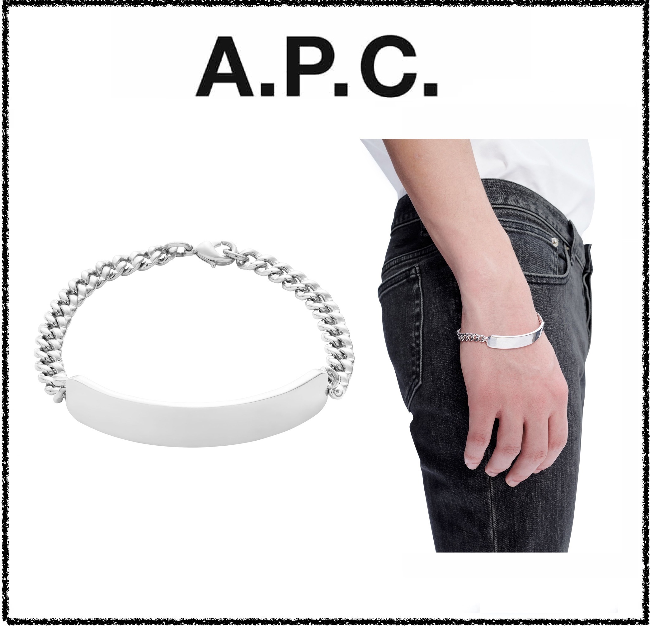 ☆パリ発 A.P.C.☆ Darwin チェーンブレスレット ロゴ シルバー