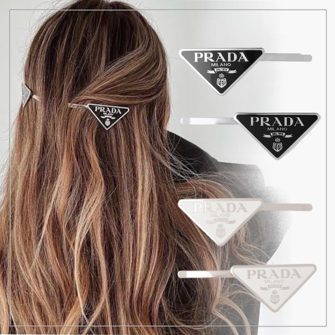 Oggi掲載】PRADA◇トライアングルロゴ ヘアクリップ 2個セット (PRADA