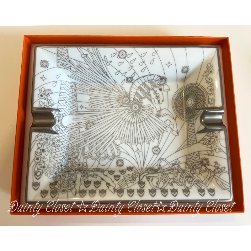 HERMES エルメス ペガサス柄 プラチナ 小物入れ 灰皿 (HERMES/小物入れ