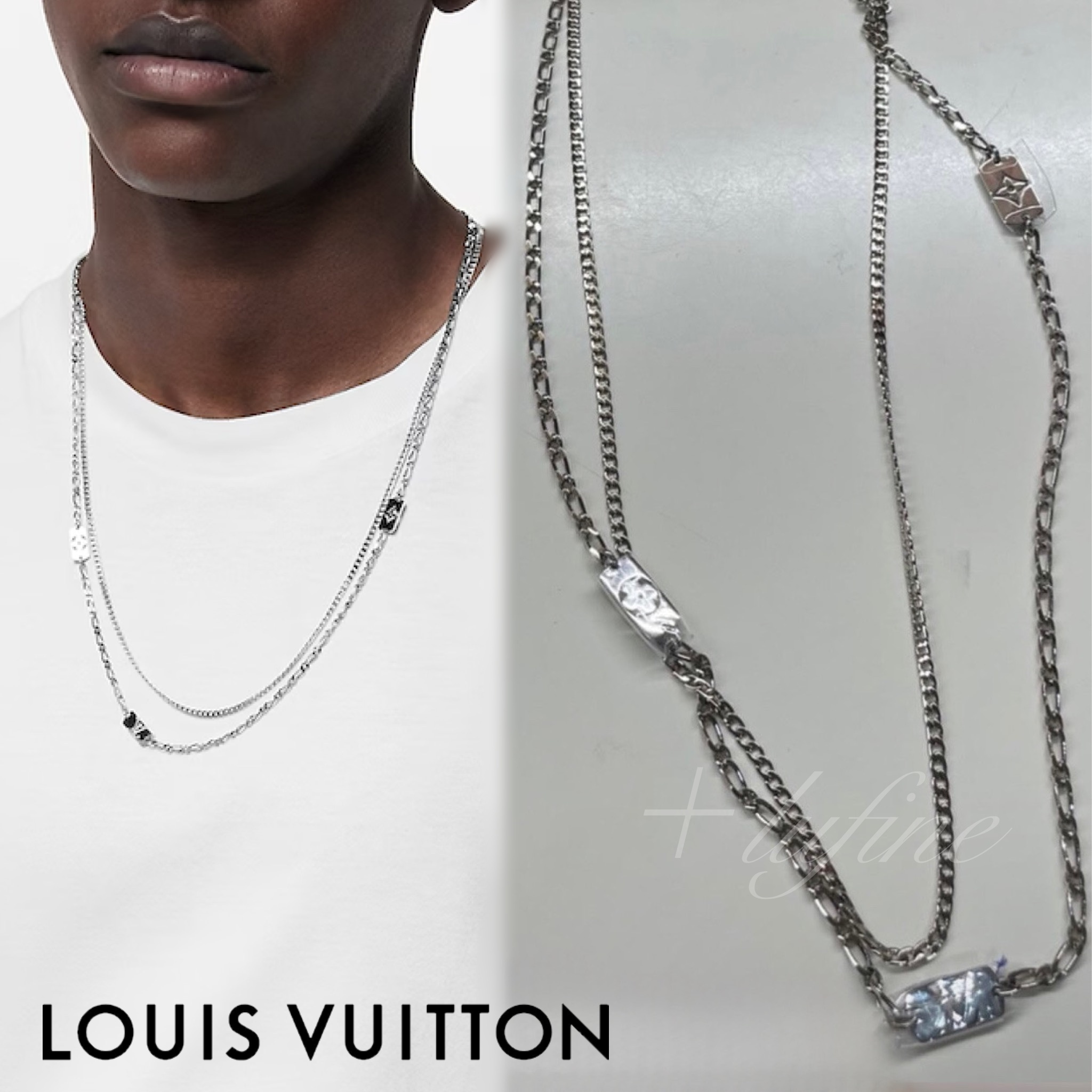 重ね付け風デザインがお洒落♪】ルイヴィトン ネックレス (Louis