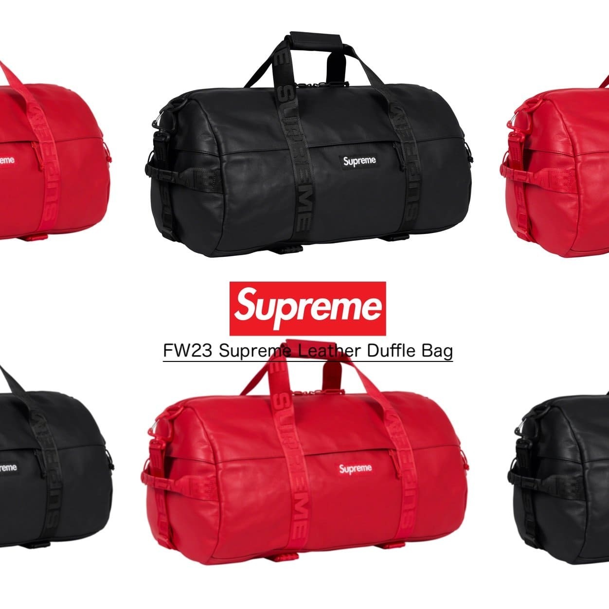 FW23 Supreme Leather Duffle Bag - レザー ダッフルバッグ (Supreme