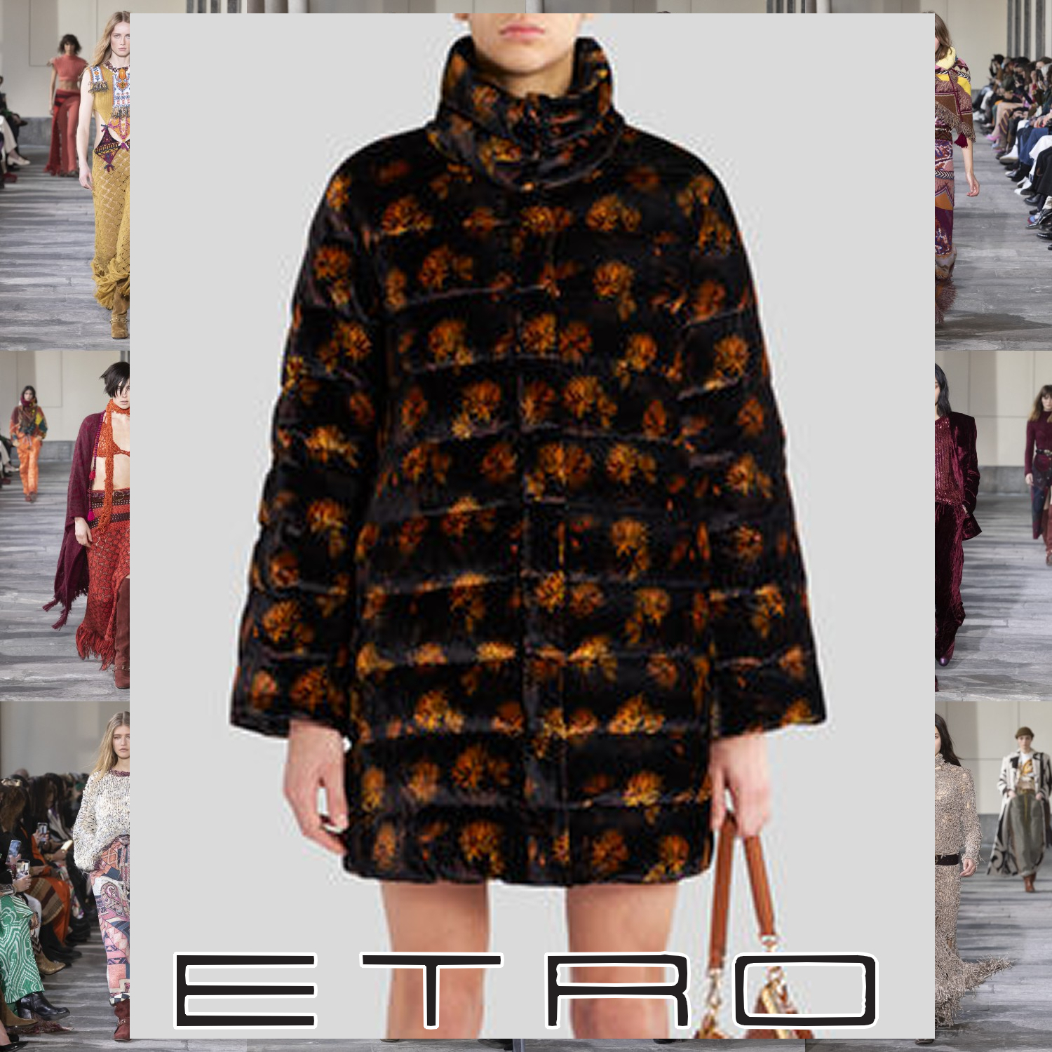 ETRO フラワー ベルベットダウンジャケット ブラック (ETRO/ダウン