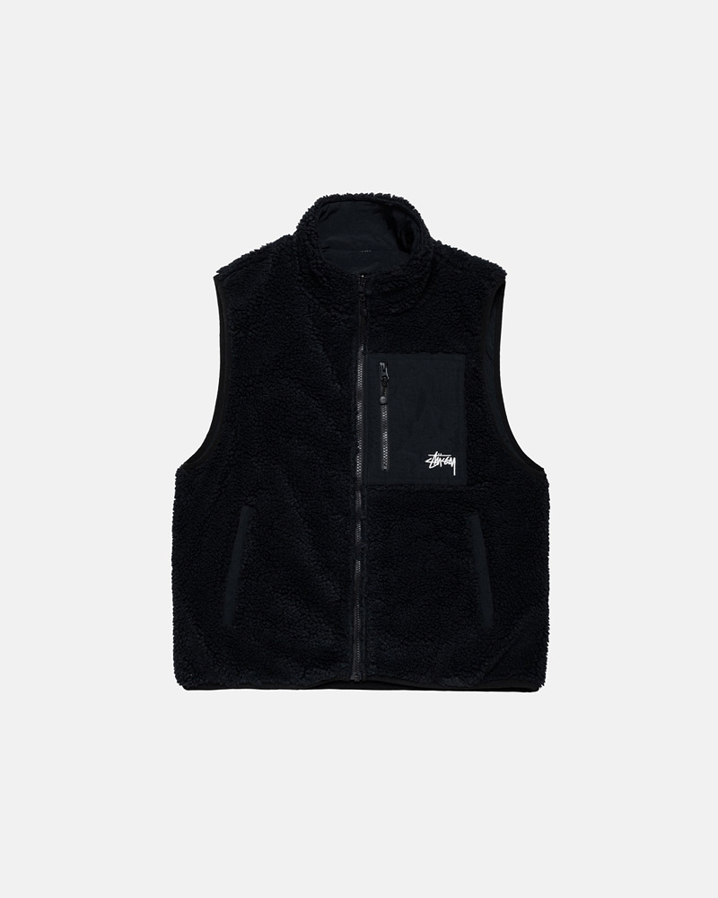 STUSSY☆】SHERPA REVERSIBLE VEST BLACK UNISEX (STUSSY/ベスト・ジレ