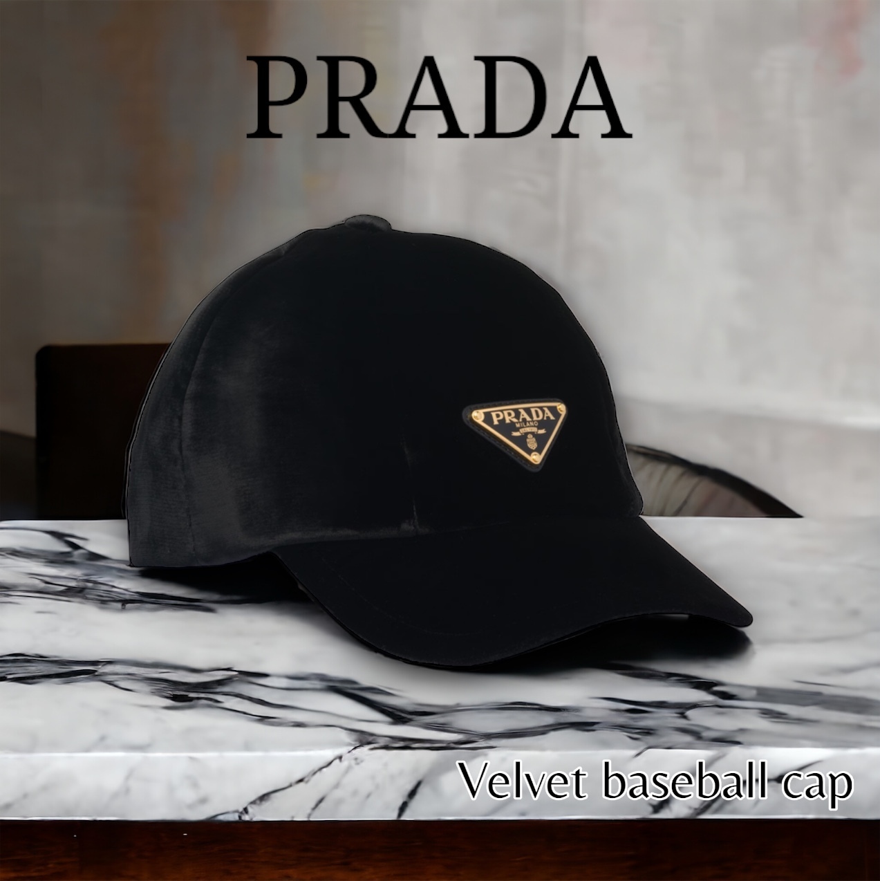 PRADA＊Velvet baseball cap ベルベットキャップ＊送料込 (PRADA