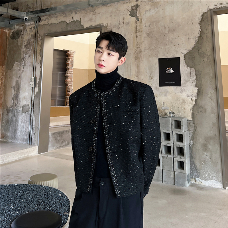 ノーカラー ジャケット きれいめ ルーズ モード 韓国系 (ジャケット