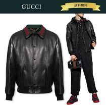 送料込】GUCCI 24AW ストライプ レザー ボンバージャケット (GUCCI