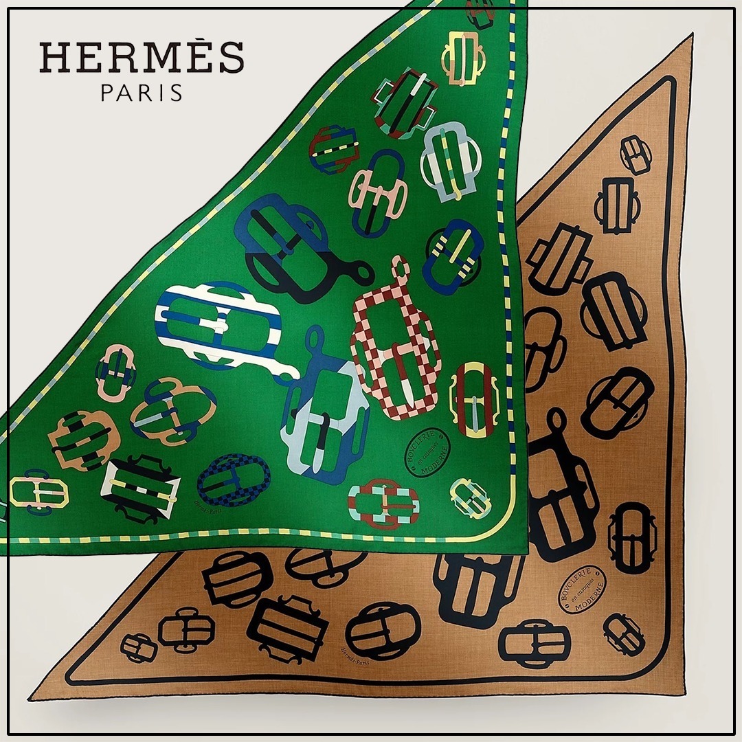 スカーフ【HERMES】トライアングル・ジェアン モダンなバックル