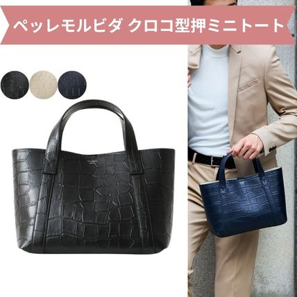 ペッレモルビダ》テーラマリーナ クロコ型押 ミニトートバック