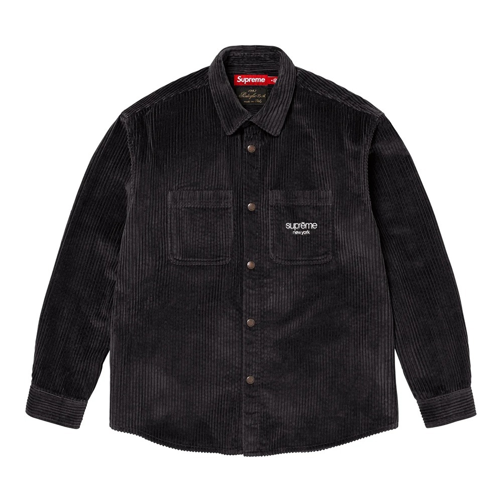 Supreme】Wide Wale Corduroy Snap Shirt☆Black☆24FW☆ (Supreme