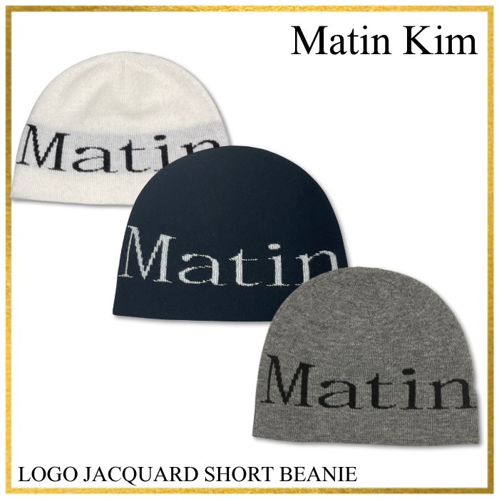 Matin Kim】LOGO JACQUARD SHORT BEANIE☆追跡付 (Matin Kim/ニット