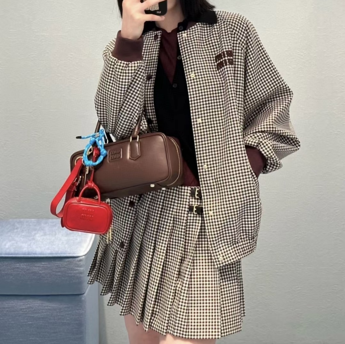 トレンドのチェック《Miu Miu》ギンガムチェックジャケット (MiuMiu