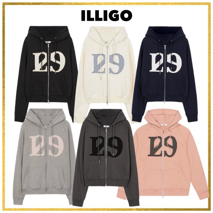 ILLIGO】129 Hood Patch Zip up☆追跡付 (ILLIGO/パーカー・フーディ