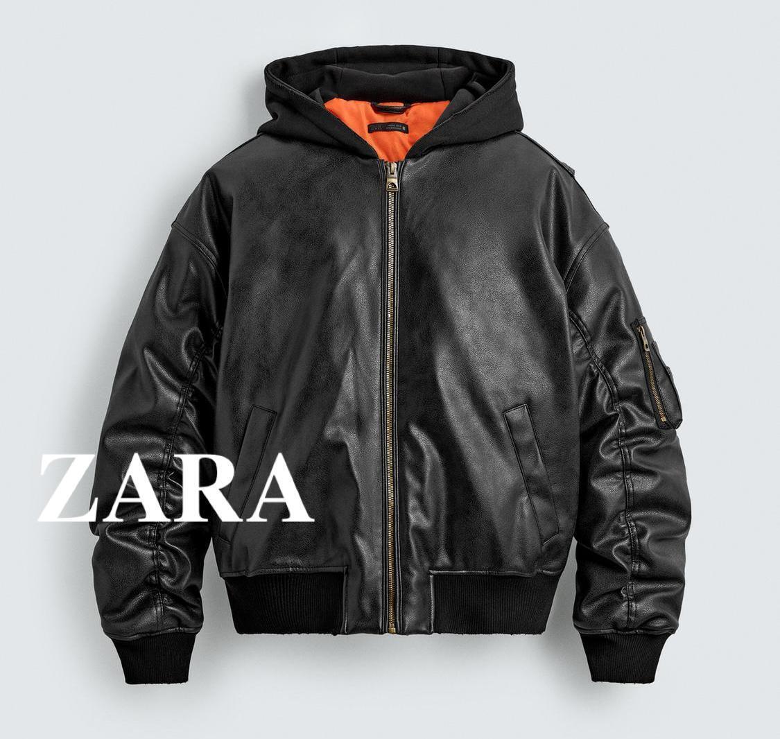 ☆ドイツ発*ZARA*フーデッドフェイクレザーボンバージャケット☆ (ZARA