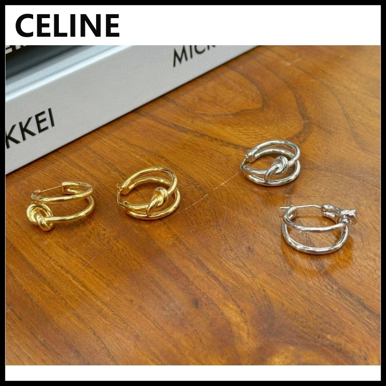 CELINE】セリーヌ ノット ダブル フープ ピアス (CELINE/ピアス