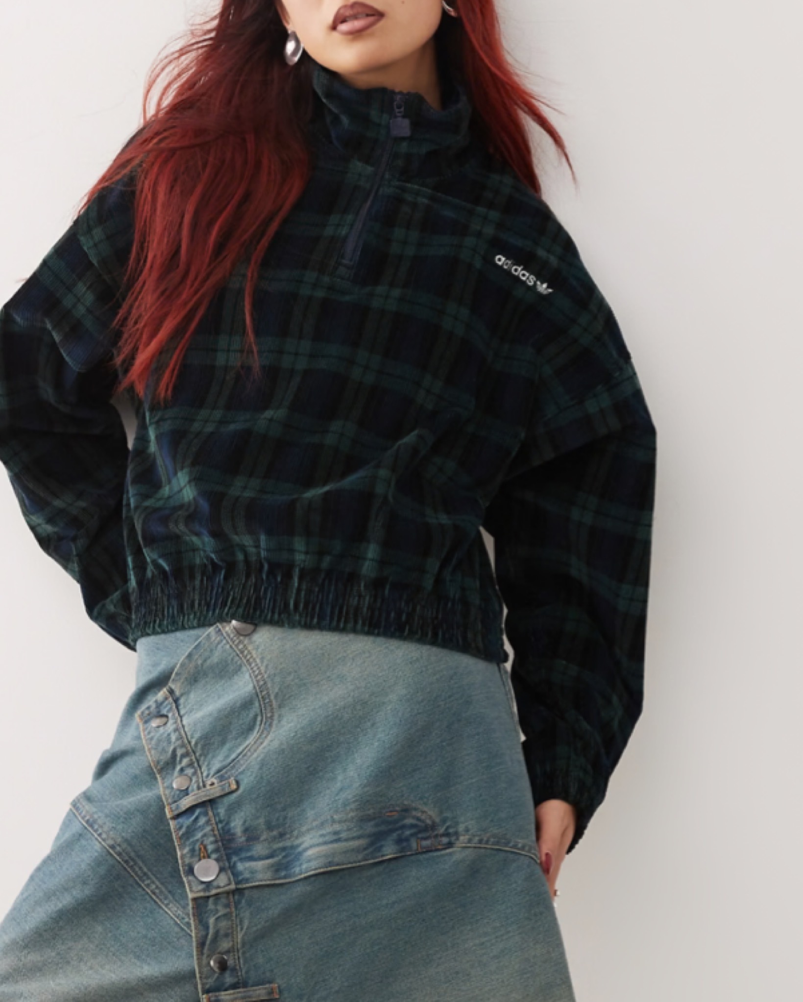 関税込☆adidas☆タータンチェック ハーフジップ ジャケット (adidas