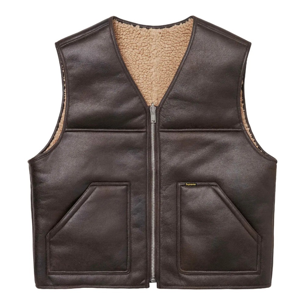 Supreme】Reversible Faux Shearling Vest☆Brown☆24FW☆ (Supreme