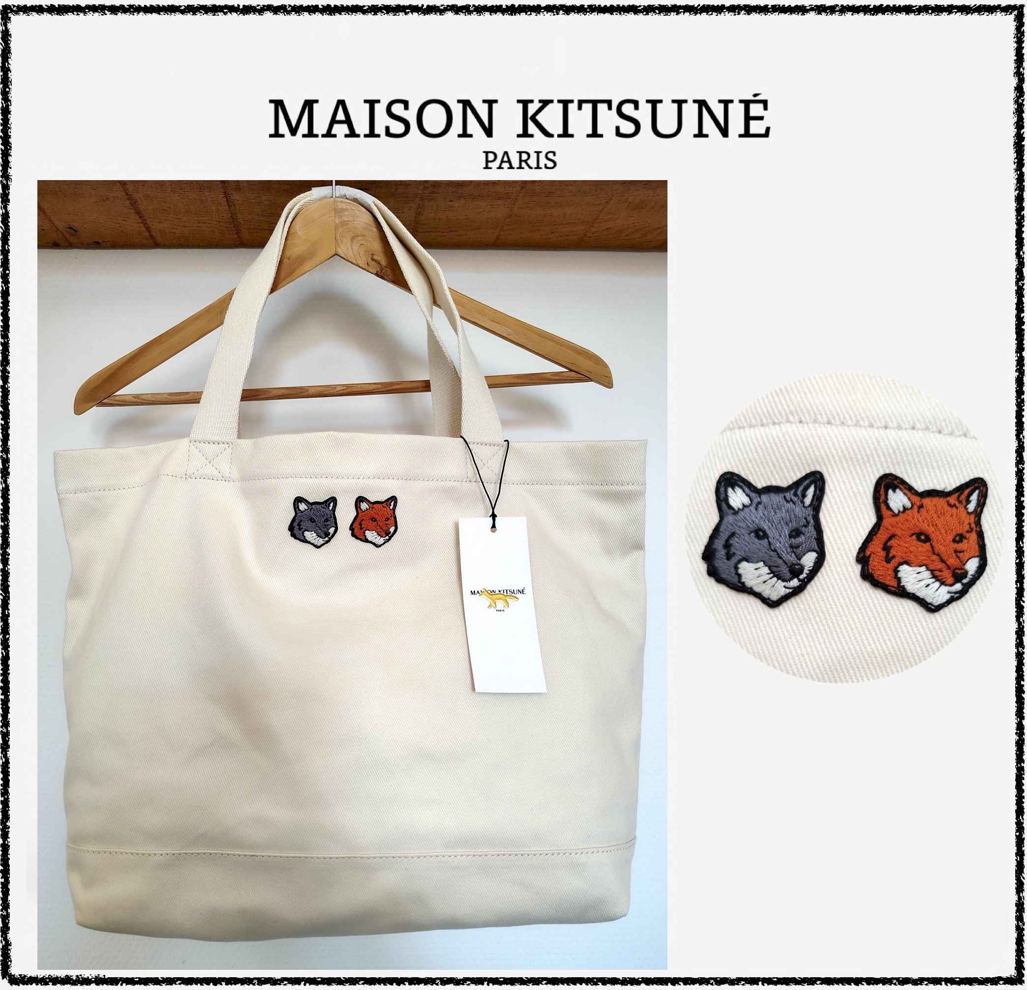 ☆MAISON KITSUNE☆ W ボールド フォックスヘッド パッチ トート