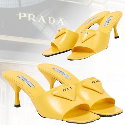 イエロー（黄色）系 23.5cm PRADA(プラダ) サンダル・ミュール