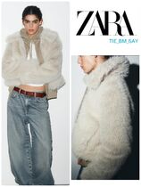 ZARA ショートファーエフェクトジップアップコート 数量限定！ (ZARA
