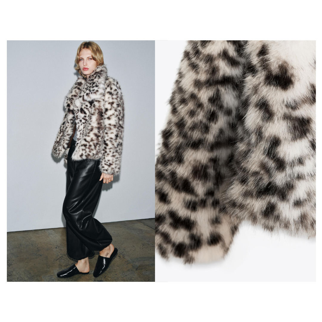 ZARA】アニマル柄フェイクファージャケット ZW COLLECTION (ZARA