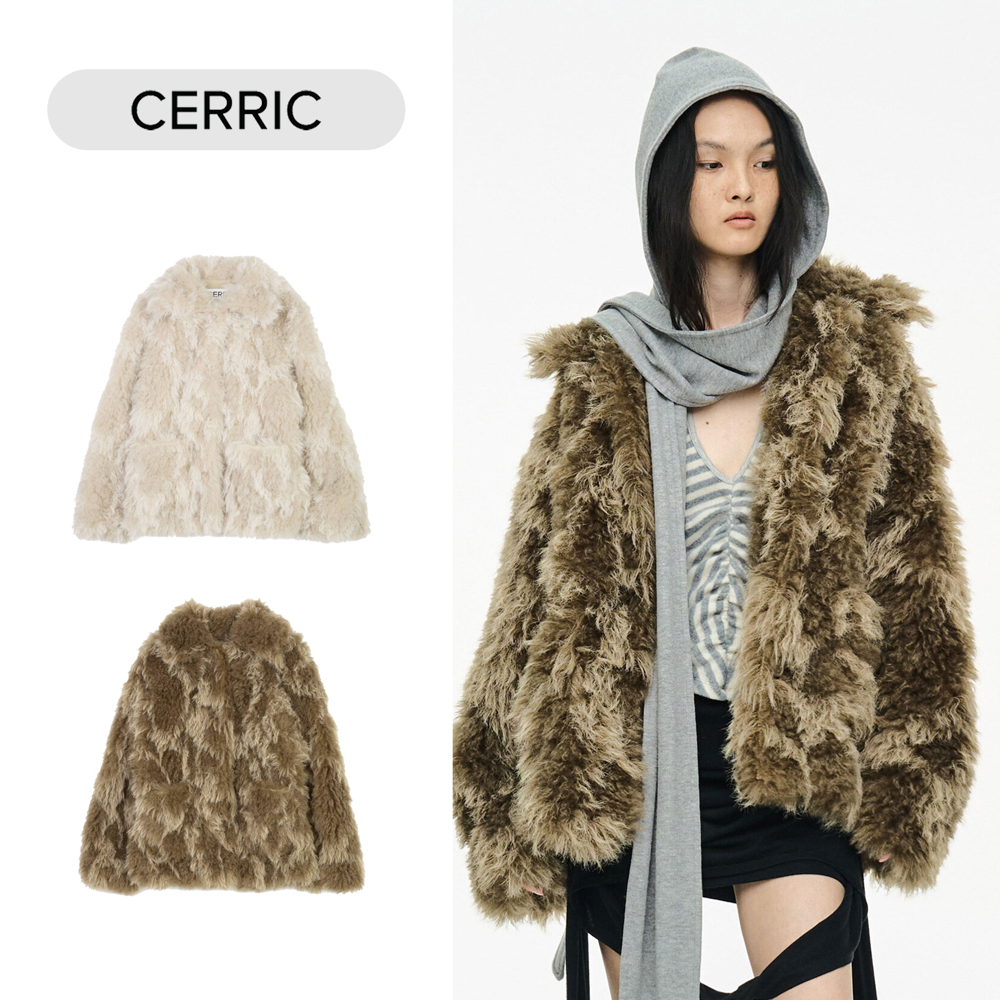 CERRIC : 25FW / MIXED FUR JACKET (2COLORS) (CERRIC/ムートン