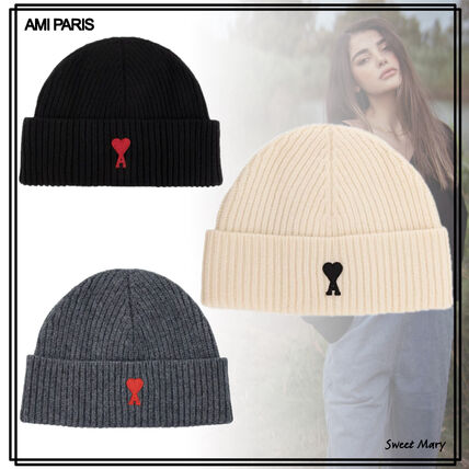 ニット帽 ホワイト（白）系 AMI PARIS(アミ パリス) レディース