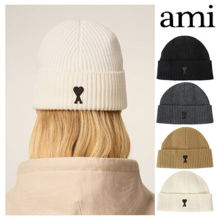 ホワイト（白）系 AMI PARIS(アミ パリス) ニットキャップ・ビーニー