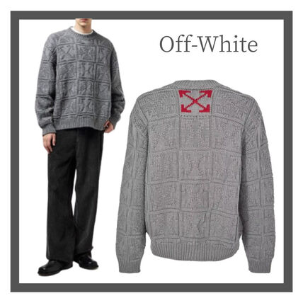 グレー（灰色）系 Off-White(オフホワイト) ニット・セーター(メンズ